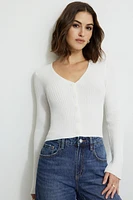 Mila Ribbed V Neck Cardigan