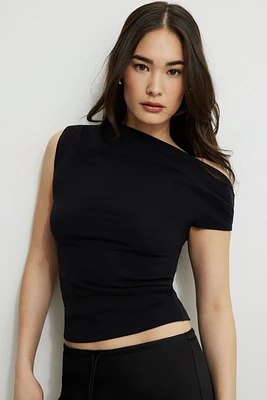 Off Shoulder Draped Jersey Top