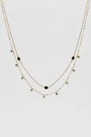 Collier superposé avec disques et pierres
