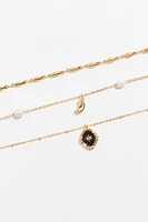 Ensemble de 3 colliers avec perles et à breloques célestes