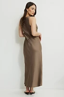 Robe nuisette maxi en satin Roux
