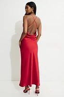 Robe nuisette maxi en satin