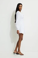 Flared Lace Trim Mini Dress