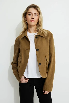 Blouson écourté en faux suède