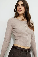 Ribbed Cinch Hem Cardigan