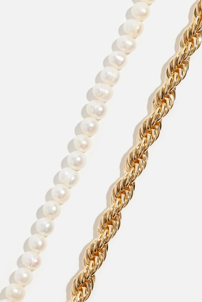 Ensemble de 2 colliers à corde torsadée et à perles