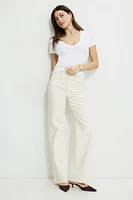 Ribbed V Neck T Shirt