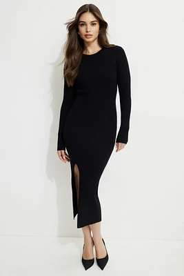 Robe midi en tricot à fente