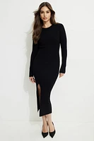 Robe midi en tricot à fente