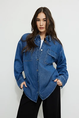 Chemise ample en denim et Tencel