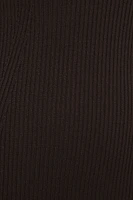 Ribbed Mini Sweater Polo Dress