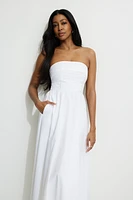 Robe tube maxi surpiquée en popeline