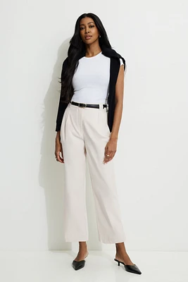 Pantalon droit à la cheville taille haute