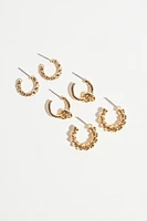 Ensemble de 3 paires d’anneaux d’oreilles noués