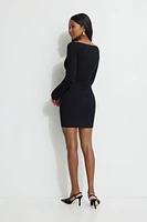 Ribbed Boat Neck Mini Sweater Dress