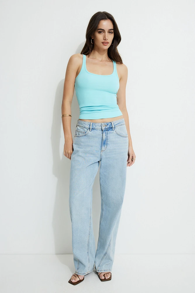 Camisole côtelée à col échancr