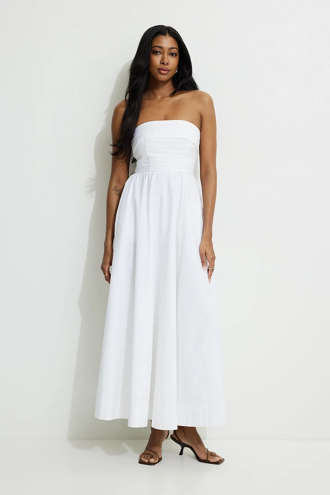 Robe tube maxi surpiquée en popeline