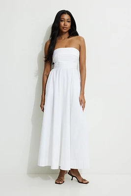 Robe tube maxi surpiquée en popeline