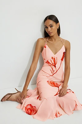Robe midi asymétrique à volants