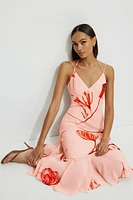 Asymmetric Ruffle Midi Dress