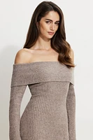 Heavenlyarn™ Off Shoulder Mini Sweater Dress