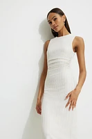 Robe maxi froncée et texturée