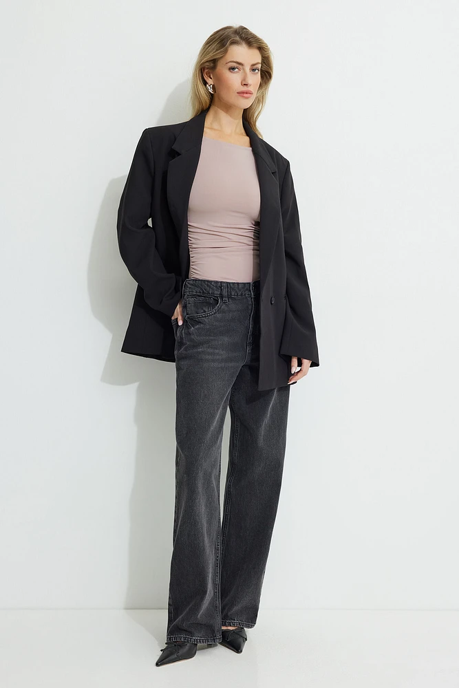 Shirred Open Back Jersey Bodysuit