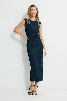Textured Crewneck Maxi Dress