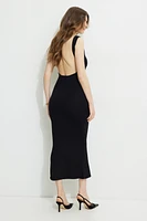 Robe midi en tricot à dos ouvert