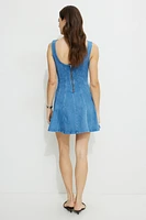 Minirobe à col bateau en denim Cecelia