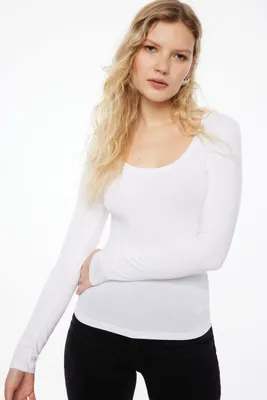 Harlynn Long Sleeve Jersey Scoop Neck Top