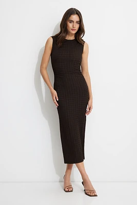 Robe maxi texturée à col rond