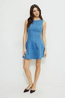 Minirobe à col bateau en denim Cecelia