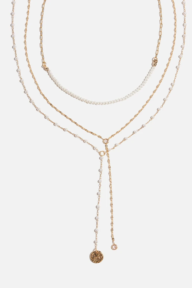 Collier superposé en Y avec miniperles