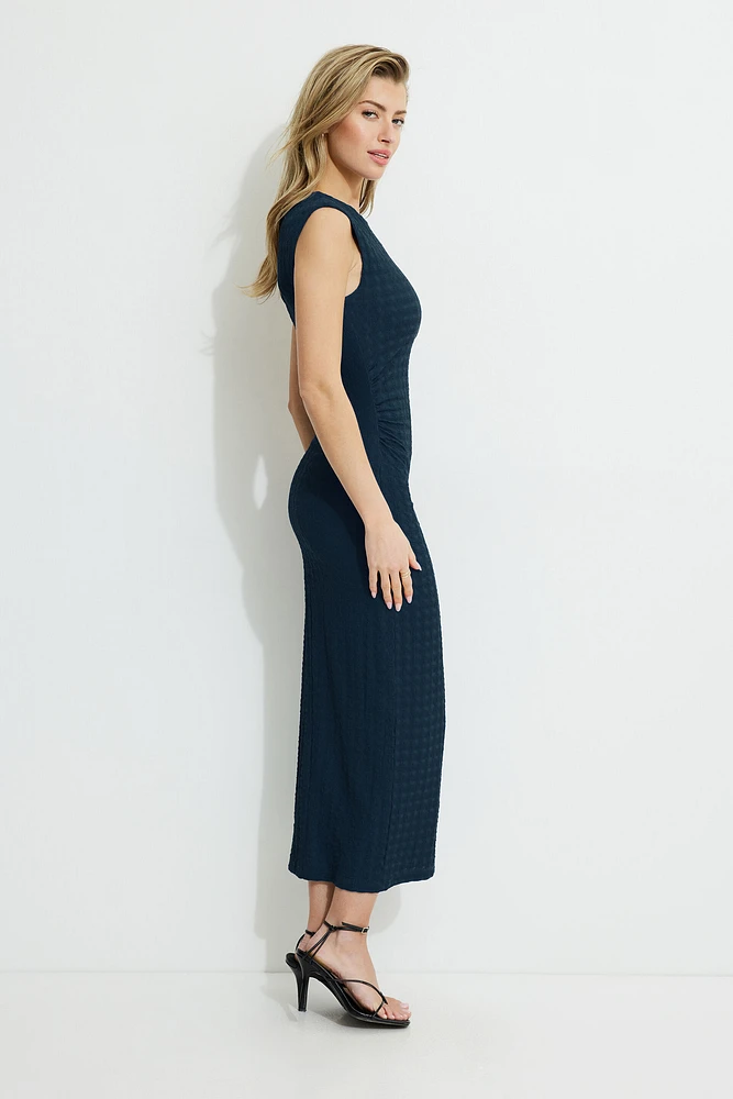 Textured Crewneck Maxi Dress