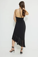 Robe midi asymétrique à volants