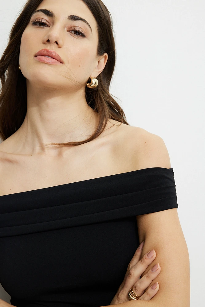 Off Shoulder Sculpt Mini Dress