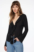 Semi Sheer Ruffled Flyaway Top