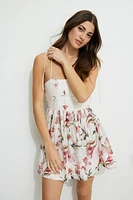 Bow Strap Flared Mini Dress