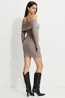 Heavenlyarn™ Off Shoulder Mini Sweater Dress