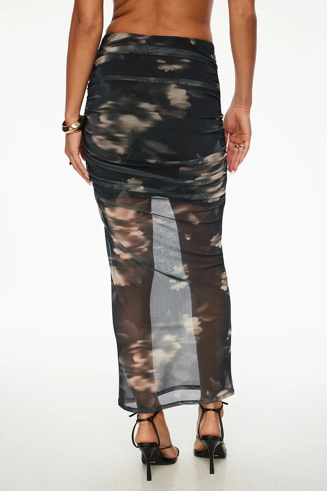 Jupe maxi froncée en maille