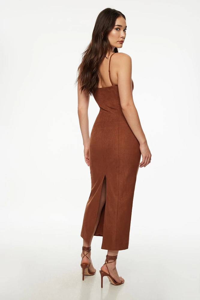 Robe maxi en faux suède Amira