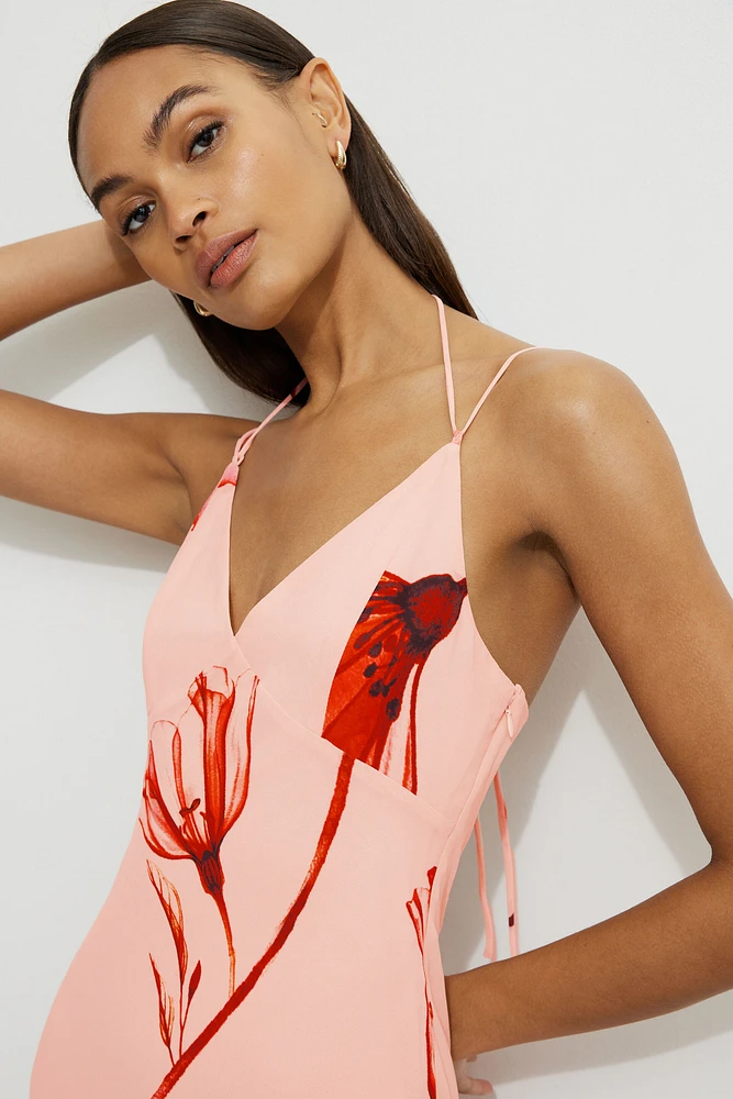 Asymmetric Ruffle Midi Dress