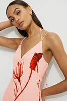 Asymmetric Ruffle Midi Dress