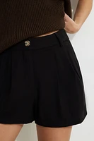 Pleated Twill Shorts