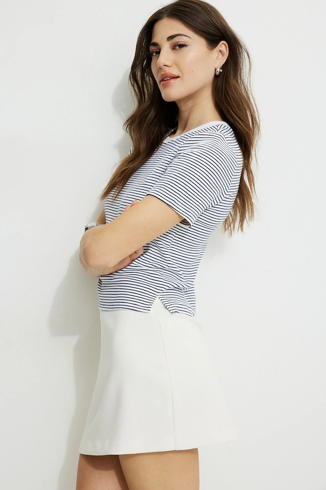 T-shirt quotidien rayé en coton épais
