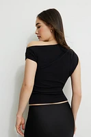 Off Shoulder Draped Jersey Top