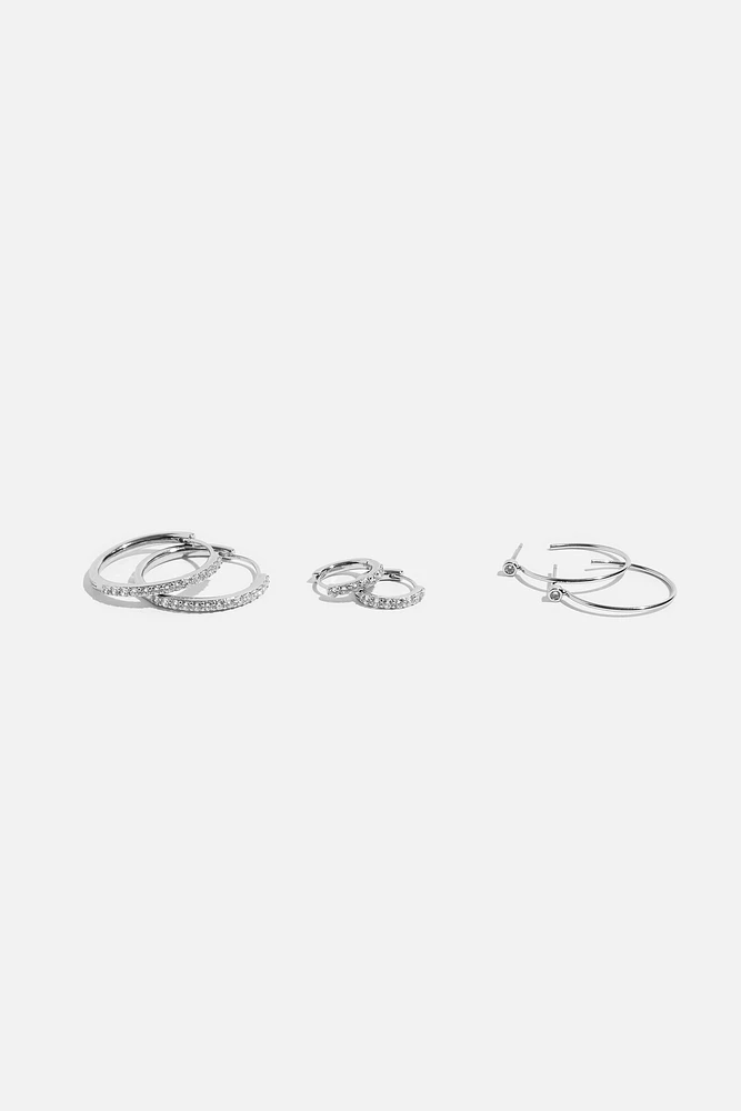 Ensemble de 3 paires d’anneaux d’oreilles ornés de pierres