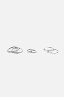 Ensemble de 3 paires d’anneaux d’oreilles ornés de pierres