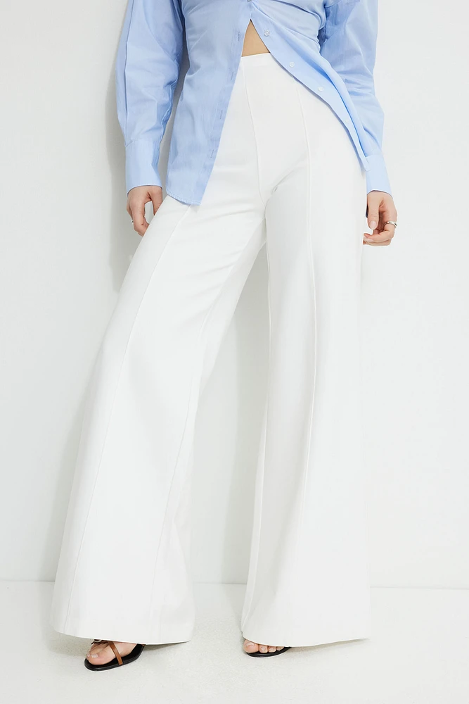 Pantalon à jambe large en tricot point de Rome